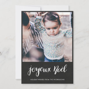 Joyeux Noel Chalkboard Vintage Christmas Photo Holiday Card