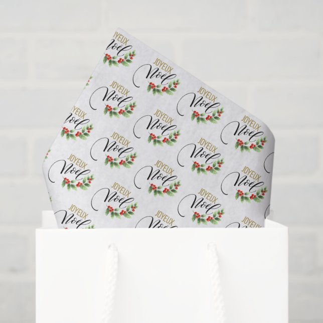 Joyeux Noël Chic Holly Floral | Christmas Tissue Paper (Gift Bag)