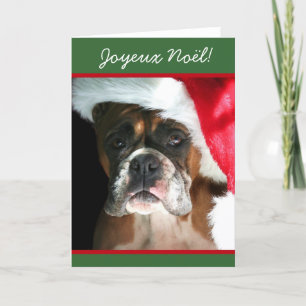 Joyeux Noël Christmas Boxer Dog greeting card