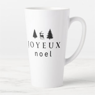 Joyeux Noel Christmas Design with Snowflakes Latte Mug