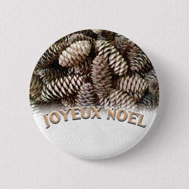 Joyeux Noel Christmas Holiday Pine Cone 6 Cm Round Badge (Front)