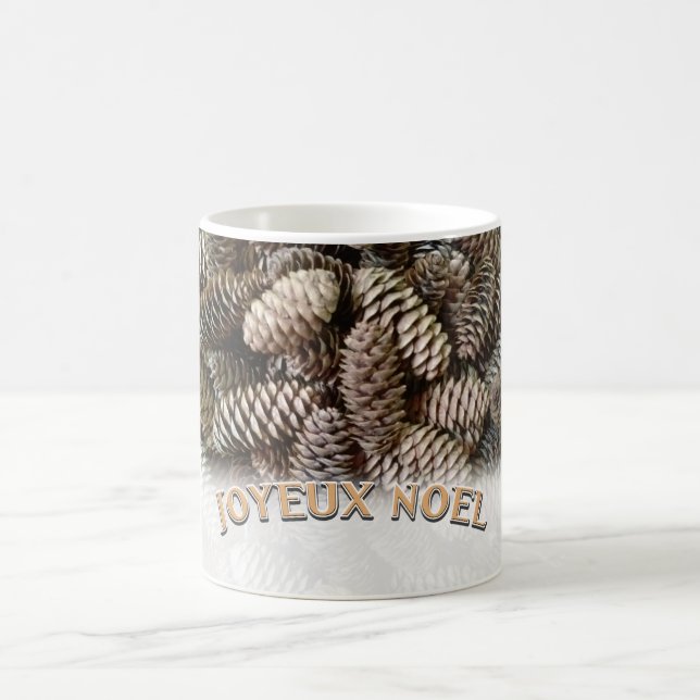 Joyeux Noel Christmas Holiday Pine Cone Coffee Mug (Center)