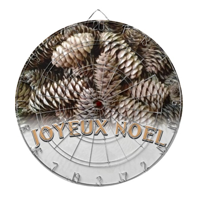 Joyeux Noel Christmas Holiday Pine Cone Dartboard (Front)