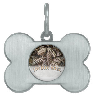 Joyeux Noel Christmas Holiday Pine Cone Pet ID Tag