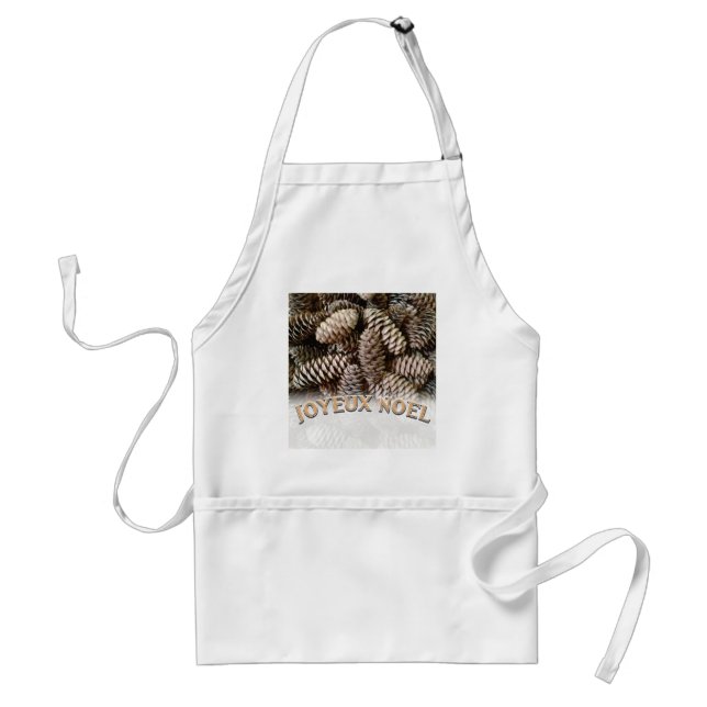 Joyeux Noel Christmas Holiday Pine Cone Standard Apron (Front)