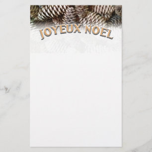 Joyeux Noel Christmas Holiday Pine Cone Stationery