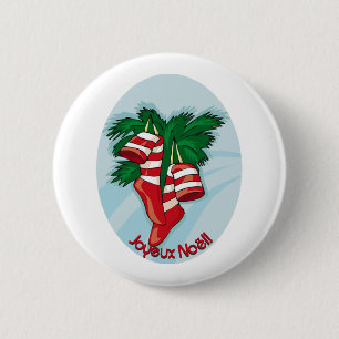 Joyeux Noel Christmas Stockings 6 Cm Round Badge
