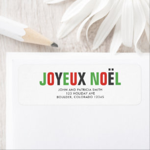 "Joyeux Noel" Colorful Bold Letters Return Address Label
