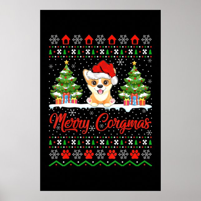 Joyeux Noël Corgmas Bonnet Poster (Front)