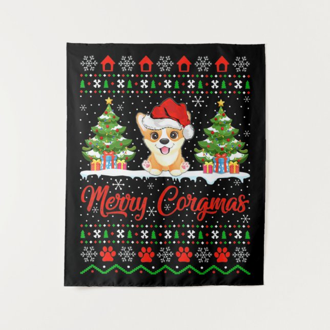 Joyeux Noël Corgmas Bonnet Tapestry (Front)