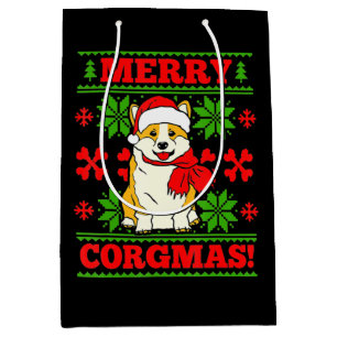 Joyeux Noël Corgmas Corgi Dog Medium Gift Bag