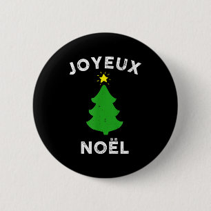 Joyeux Noël Cute French Merry Christmas Tree Retro 6 Cm Round Badge