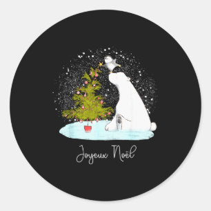 Joyeux Noël - Cute Lar Bear Penguin Christmas Classic Round Sticker