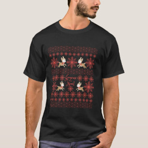 Joyeux Noel Cute Reindeer Snowflake Pattern Red  T-Shirt