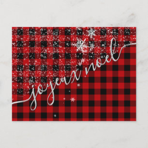 Joyeux Noël de Script de Neige Plaid Buffle Rouge Postcard
