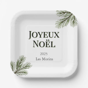 Joyeux Noel - delicate pine branches  Paper Plate