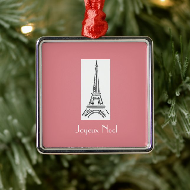 Joyeux Noel Eiffel Tower French Christmas Ornament (Tree)