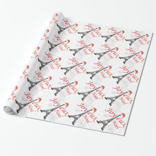 Joyeux Noel Eiffel Tower Wrapping Paper