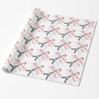 Joyeux Noel Eiffel Tower Wrapping Paper