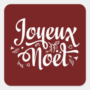 Joyeux Noel Elegant Red French Christmas  Square Sticker