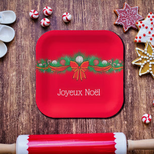  Joyeux Noël  - festive red   Paper Plate