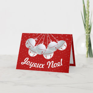 Joyeux Noel French Canadian Christmas Stars Bells Holiday Card