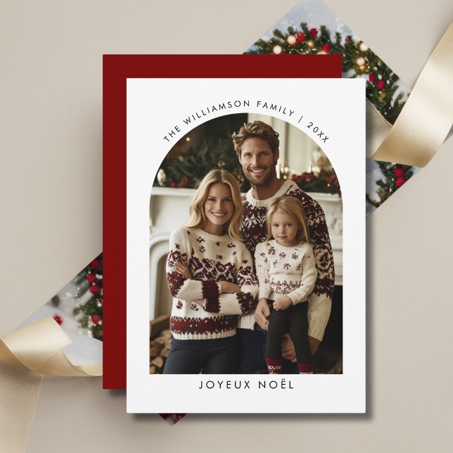 Joyeux Noël French Christmas Greetings Arch Photo Holiday Card (Creator Uploaded)