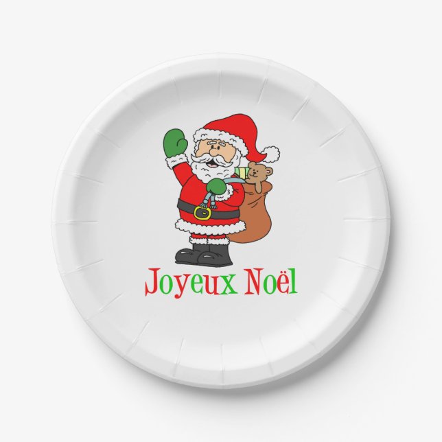 Joyeux Noel French Christmas Paper Plate (Front)