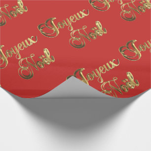 Joyeux Noel French Christmas Red and Gold Wrapping Paper