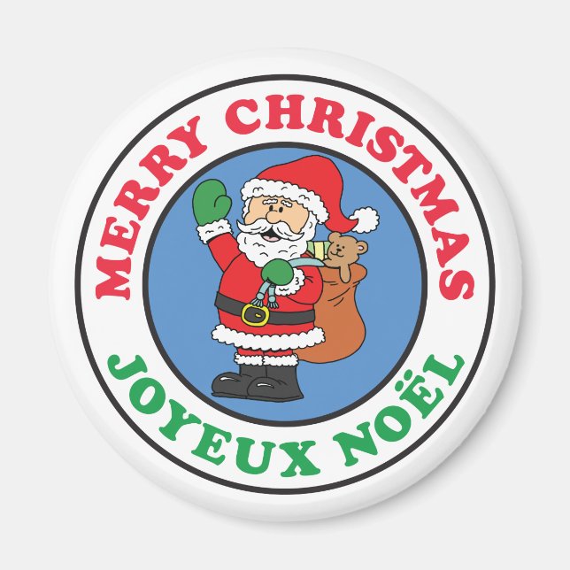 Joyeux Noel French Christmas Santa Magnet (Front)