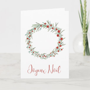 Joyeux Noël, French Christmas Wreath Holiday Card