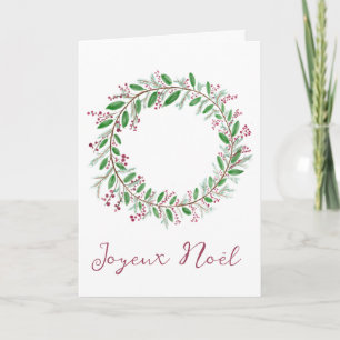 Joyeux Noël, French Christmas Wreath  Holiday Card