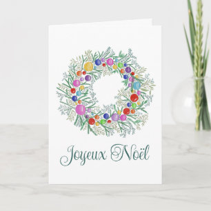 Joyeux Noël, French Christmas Wreath  Holiday Card