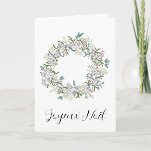 Joyeux Noël, French Christmas Wreath  Holiday Card