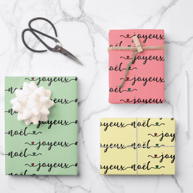 Joyeux Noel French Design  Wrapping Paper Sheet (Front)