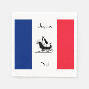 Joyeux Noel French Flag Christmas Paper Napkins