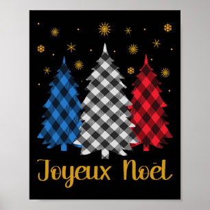 Joyeux Noel French Flag Merry Christmas Tree Famil Poster