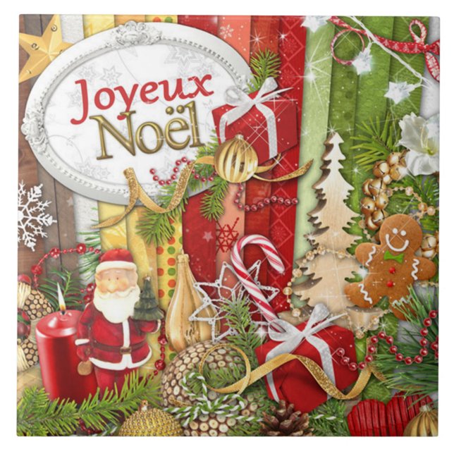 Joyeux Noel ( French Merry Christmas ) Ceramic Tile (Front)