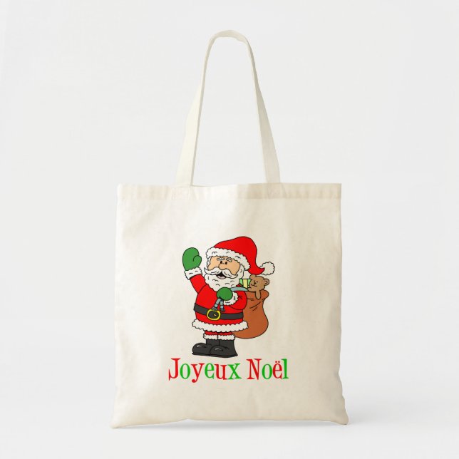 Joyeux Noel French Merry Christmas Santa Tote Bag (Front)
