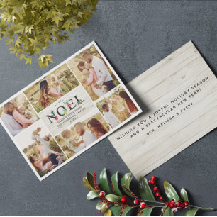 Joyeux Noel French Modern Christmas Photos Collage Holiday Card