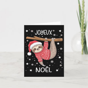 Joyeux Noël French Sloth Hanging Merry Christmas  Card