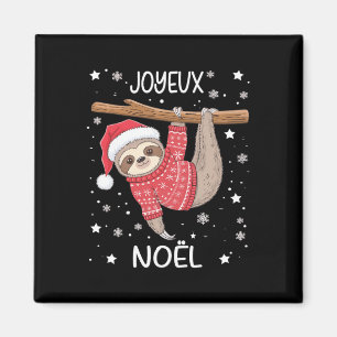 Joyeux Noël French Sloth Hanging Merry Christmas Magnet