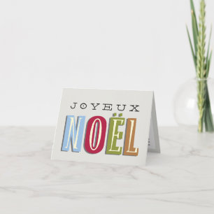Joyeux Noel funky red green blue christmas holiday Card