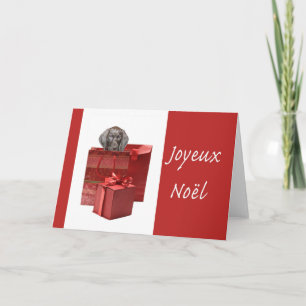 Joyeux Noël  german shorthaired pointer puppy Holiday Card
