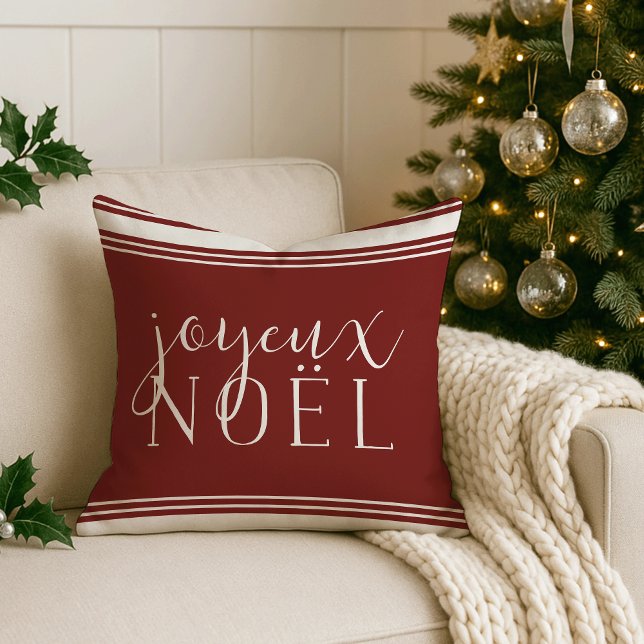 Joyeux Noel Grainsack Stripe Holiday Cushion (Creator Uploaded)