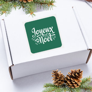 Joyeux Noel Green Square Sticker