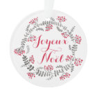 Joyeux Noël Holly Wreath Christmas Ornament