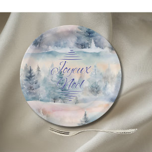 Joyeux Noël  in cool hues Paper Plate