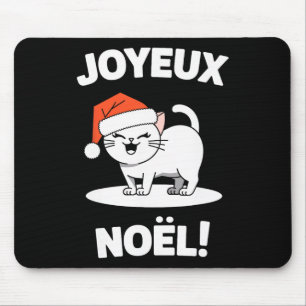 Joyeux Noël Khao Manee White Cat Christmas Santa 1 Mouse Pad