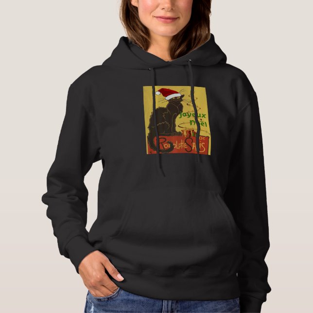 Joyeux Noel Le Chat Noir Christmas Holiday Vector Hoodie (Front)